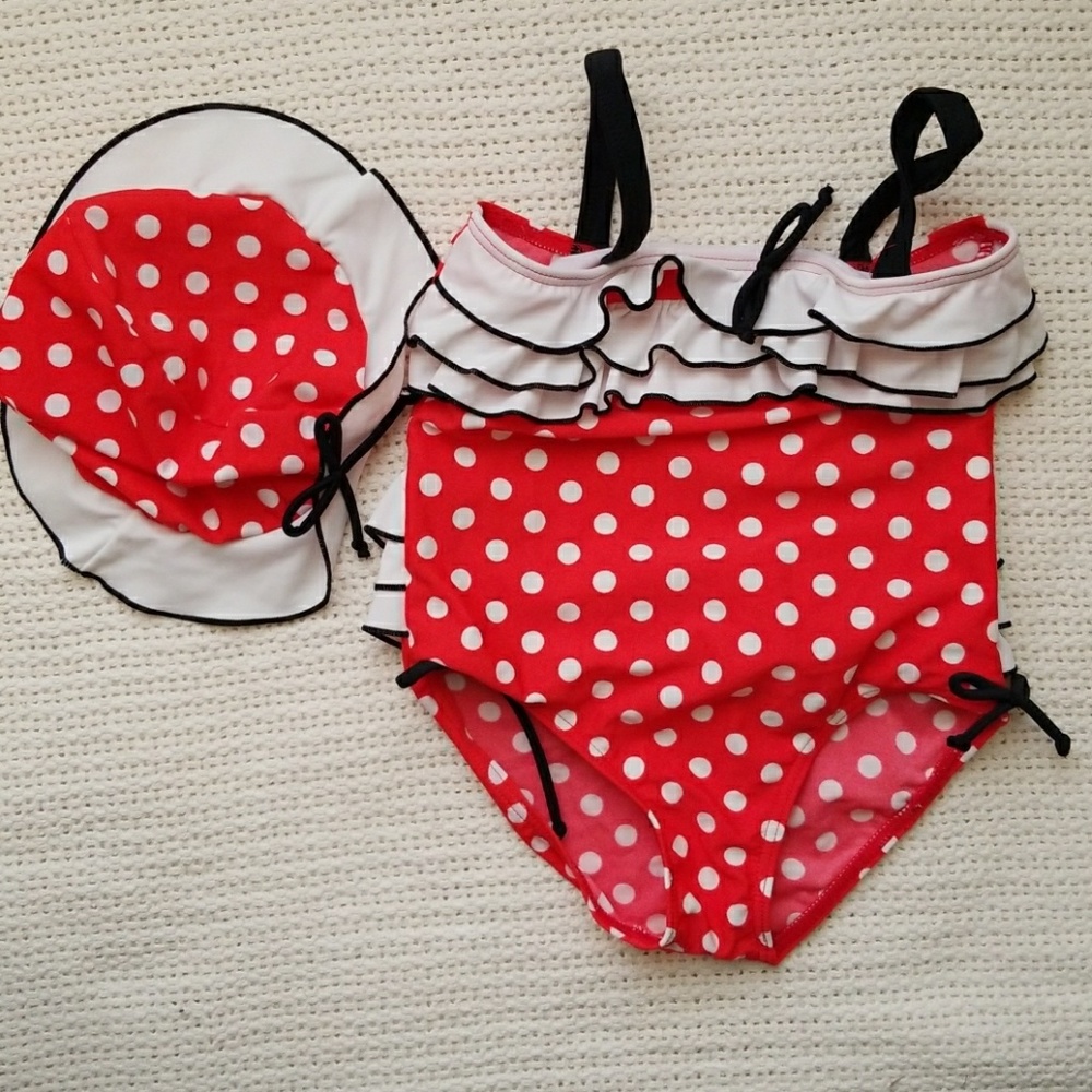 Mini mouse inspired swim suit